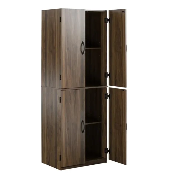 4-Door 5' Storage Versatile Cabinet w/ 2 Adjustable Shelves and 2 Fixed Shelves, made of Laminated Particleboard,Walnut - Image 6