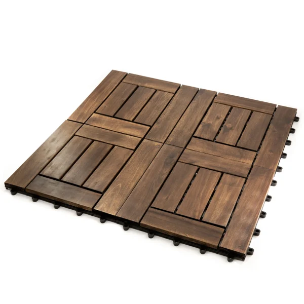 12 in. x 12 in. Acacia Wood Interlocking Flooring Deck Tile Dark Brown (10-Pack) - Image 4