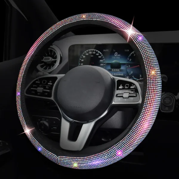 Universal 38 CM Car Steering Wheel Cover PU Leather Sparkling Crystal Diamond Steering Wheel Protector Car Interior Accessories