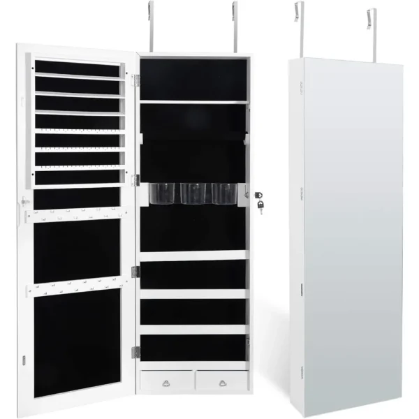 Upgraded 2in1 Jewelry Cabinet 47.3" H Wall/Door Mounted Jewelry Armoire with 6 Shelves 2 Drawers Jewelry Organizer - Image 5