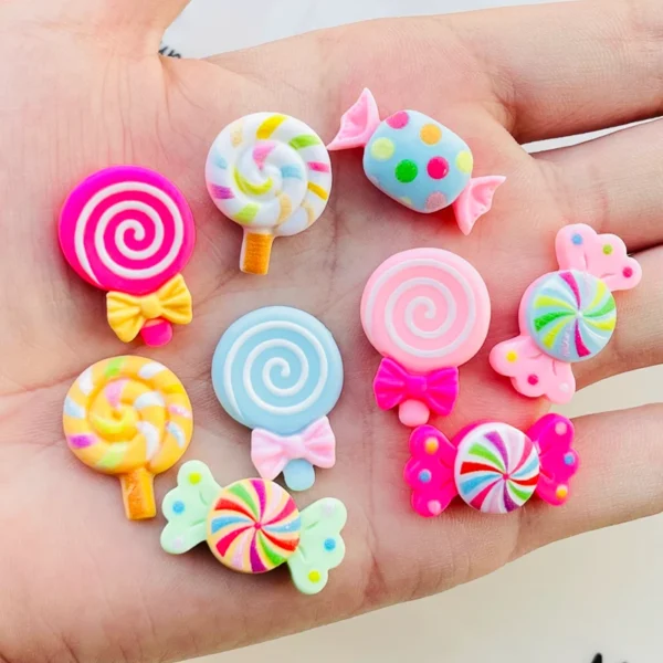 20 Pcs New Cute Kawaii Cartoon Candy Lollipop Resin Cabochon Scrapbooking DIY Jewelry Earwear Craft Decoration Accessories - Image 6