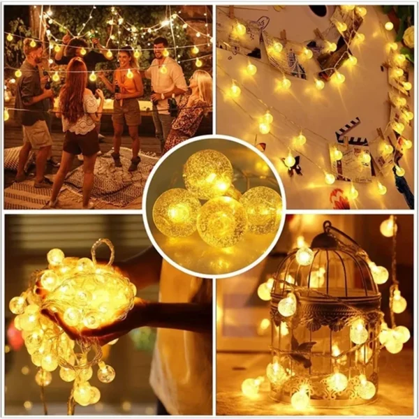 1.5-10m LED Crystal Ball Garland String Lights Indoor Decor Holiday Christmas Lamp 10/20/40/80 LED Fairy Lights Battery Operated - Image 3