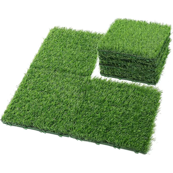 10/20Pcs 12 x12 Inch Grass Flooring Tiles Green Interlocking Grass Deck Tiles Turf Mat Grass Rug for Garden Lawn Patio Balcony - Image 6