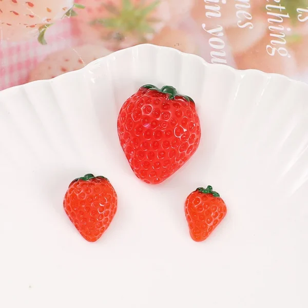 10pcs Simulation Fruit Strawberry Miniature Food Art Cabochons Flatbacks Decoden Charms Craft Supplies Kawaii Accessories - Image 9