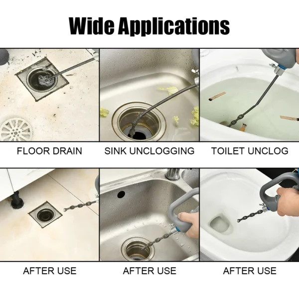Toilet Sink Drain Unblocker Sewer Pipe Plunger Dredge 5/7/10 Meters Handheld Extendable Bathroom Kitchen Cleaning Tools - Image 5