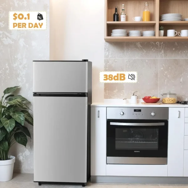Fridge with Freezer, Small Refrigerator with 2 Doors for Office, Kitchen, Dorm and Bedroom, Mini Refrigerator - Image 2
