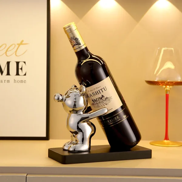 2024 New Red Wine Rack Home Decor Ceramics Bear Home Accessories Ornaments Light Luxury High-end Living Room Decoration - Image 3