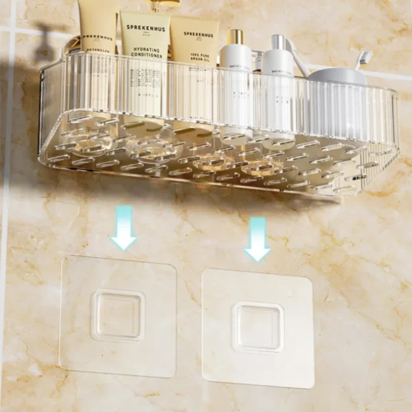 1pc Storage rack Bathroom Wall mounted No punching required Light luxury transparent TOILET Washbasin Organize Store baskets - Image 5