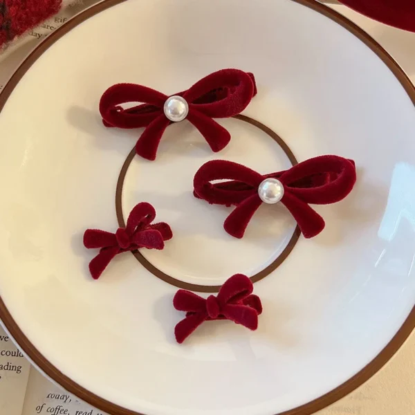 1/5pc Fashion Retro Bow Red Hair Clip Small BB Hair Clip Women Barrettes Bangs Clip Kawaii Hairpins New Year Hair Accessory - Image 2