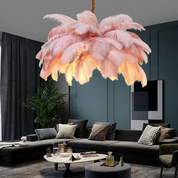 Feather Chandelier Ceiling Lamp LED Pendant Light Nordic Home Decor Lustre Modern Chandelier Pendant Light for Living Room