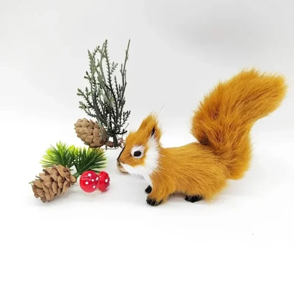 Mini Simulation Squirrel Decorative Ornament Artificial Plush Animals Christmas Tree Decoration Accessories Table Decorations - Image 2