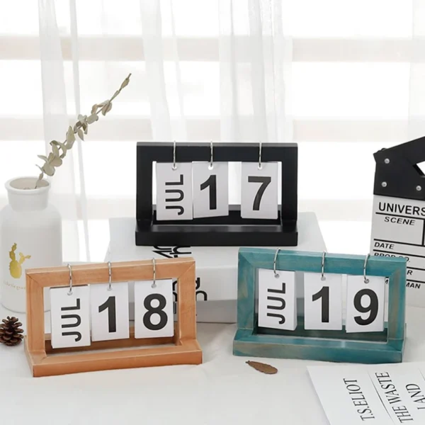 Minimalist Style Living Room Office Decoration Wooden Calendar Ornament Modern Desk Accessories Simple Home Decor Crafts Gift