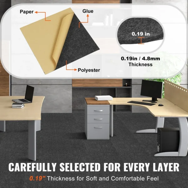 Carpet Tiles Peel and Stick, 12' x 12' Squares Self Adhesive Carpet Floor Tile, Soft Padded Carpet Tiles, Easy Install DIY - Image 2