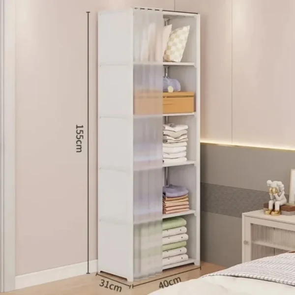 Multi-layer Storage Rack Dustproof Wardrobe Storage Cabinet with Curtains Portable Clothes Organizer Cabinet Home Furniture Shoe - Image 6