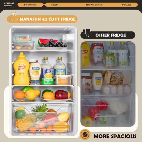 Fridge with Freezer, Small Refrigerator with 2 Doors for Office, Kitchen, Dorm and Bedroom, Mini Refrigerator - Image 3