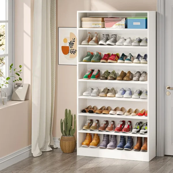 Shoe Cabinet, 9 Tiers 40-45 Pairs Heavy Duty Wood Freestanding Shoe Storage Cabinet, 70.8'' Tall Shoe Cabinet - Image 3