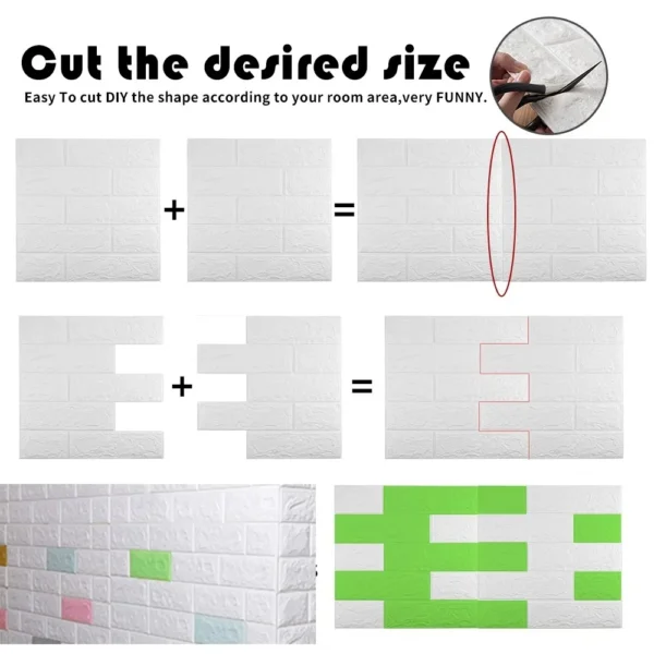 70cm*1m DIY Decoration Bedroom Oil-proof Adhesive Wall Wallpaper Waterproof Living Room Decoration Anti-fouling 3D Brick Pattern - Image 6