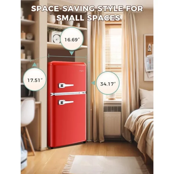 3.2 Cu.Ft Compact Refrigerator Mini Fridge w/ Freezer, 2 Door Retro Small Refrigerator w/ Freezer, Removable Shelves - Image 4