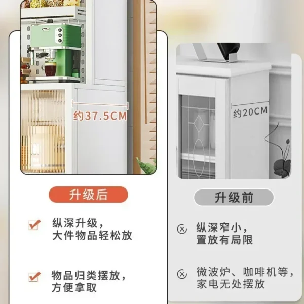 Modern Kitchen Cabinet Hutch Movable Full Door Glass Cabinet Storage Display Cupboards Muebles Cocina Multifunctional Furniture - Image 4