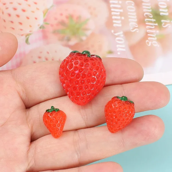 10pcs Simulation Fruit Strawberry Miniature Food Art Cabochons Flatbacks Decoden Charms Craft Supplies Kawaii Accessories - Image 11