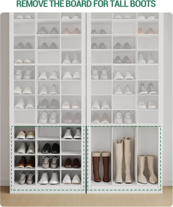 Shoe Storage Cabinet, 36 Pairs Free Standing Closet Organizer, 8.8 inch Widened Cell Wood Shoe Organizer, 12 Tiers Vertical - Image 6