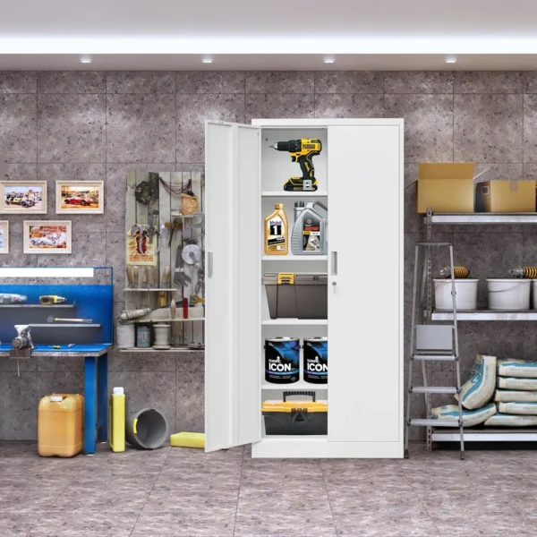 Metal Storage Cabinet with Lock, 71" Garage Storage Cabinets with 2 Lockable Doors and 4 Adjustable Shelves,Tall File Cabinet, - Image 6