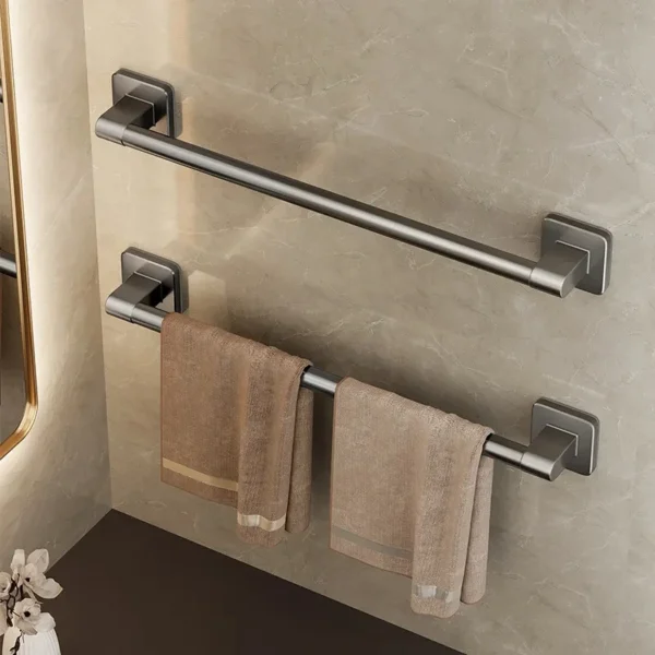 Non perforated suction cup wall mounted towel rack, bathroom storage rack, bathroom horizontal bar towel rack - Image 3