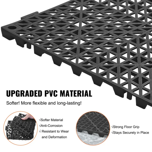 VEVOR Interlocking Tile 12/50/55PCS 12" x 12" Splicing Soft PVC Drainage Floor Tiles Non-Slip Drainage Holes for Bathroom Pool - Image 3