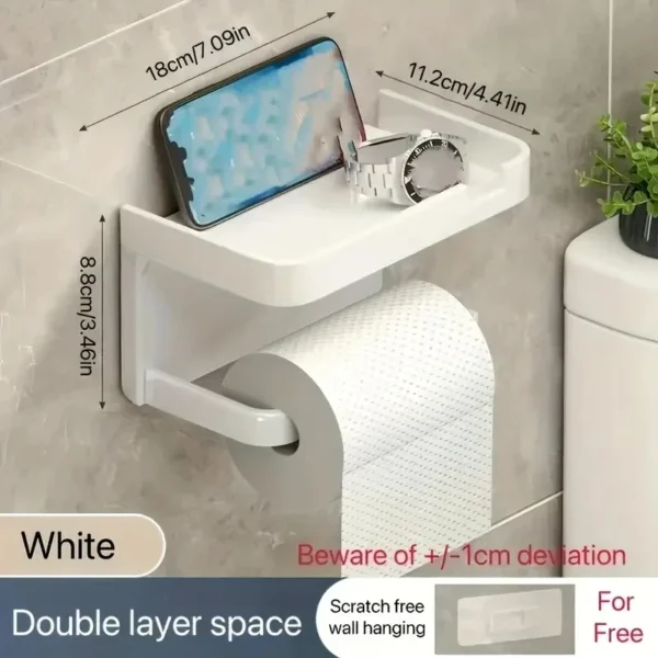 Easy-Install Toilet Paper Holder - Wall-Mounted, No-Punch, Roll Organizer - Bathroom Storage Accessory - Image 5