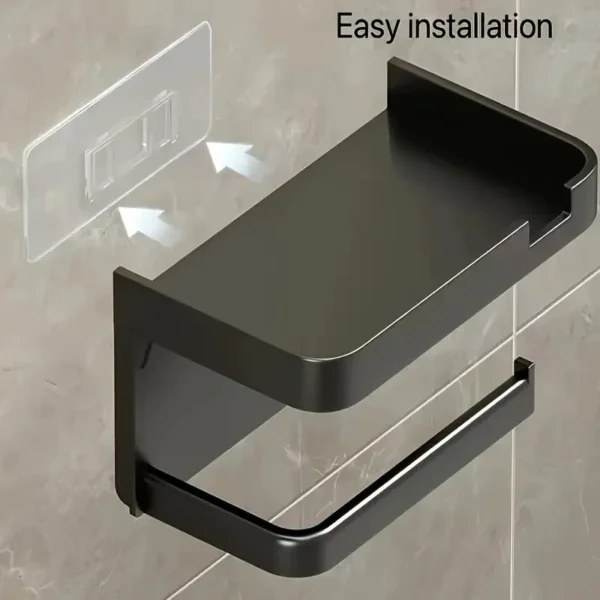 Easy-Install Toilet Paper Holder - Wall-Mounted, No-Punch, Roll Organizer - Bathroom Storage Accessory - Image 11