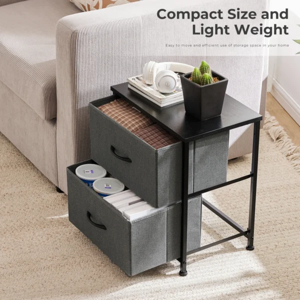 JHK Cabinet For Living Room With 2 Fabric Drawers Beside Nightstand Tables Storage Closet Chest Clothes Display Of Furniture - Image 2