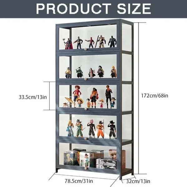 Display Cabinet, 5-Tier Tall Bookcase with Adjustable Shelves, Collectibles Toy Organizers Rack & Display Shelf, Bookshelf - Image 5