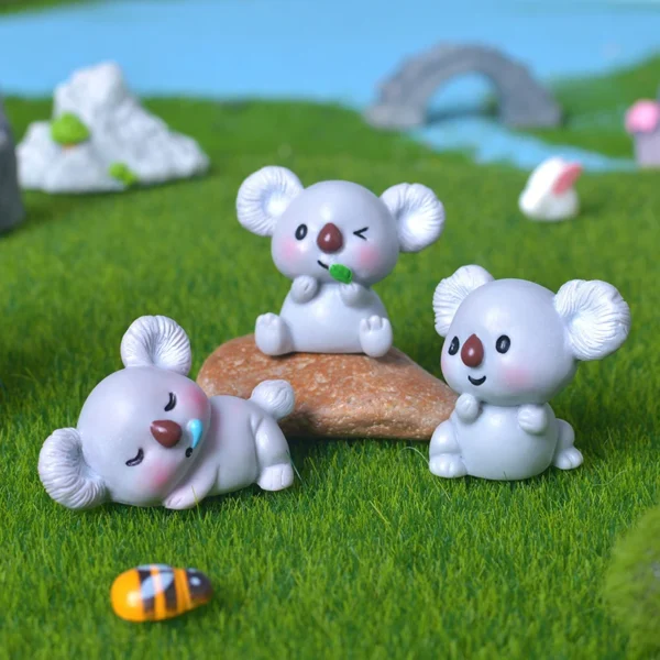 Figurines Miniatures Cute Cartoon Koala Animal Micro Landscape Ornaments For Home Decorations Room Decor DIY Desktop Accessories - Image 3