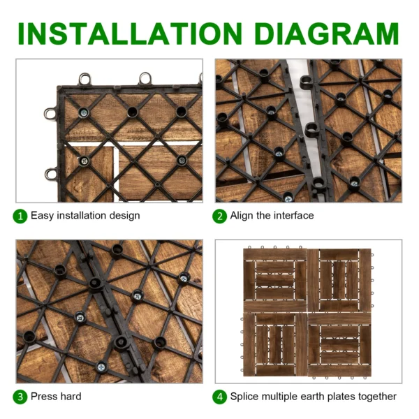 12 in. x 12 in. Acacia Wood Interlocking Flooring Deck Tile Dark Brown (10-Pack) - Image 3