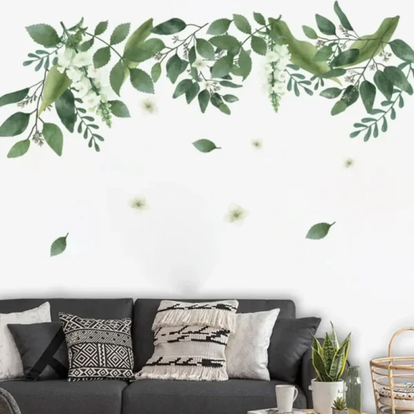 Tropical Leaves Flowers Wall Stickers Plants Mural Bedroom Living Room Decoration Art Decals Wall Paper Home Decoration Stickers - Image 4