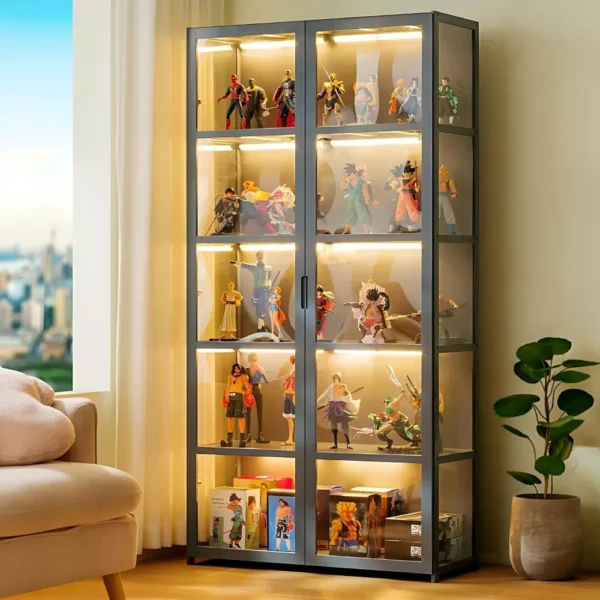5 Tier Curio Display Cabinet, Storage Cabinet with Acrylic Glass Door, Collectibles Toy Organizers Rack & Display Shelf,Bookcase - Image 2