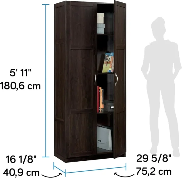 Storage Cabinet/ Pantry cabinets, 29.61 " x D: 16.02 " x H: 71.50", Cinnamon Cherry finish - Image 3