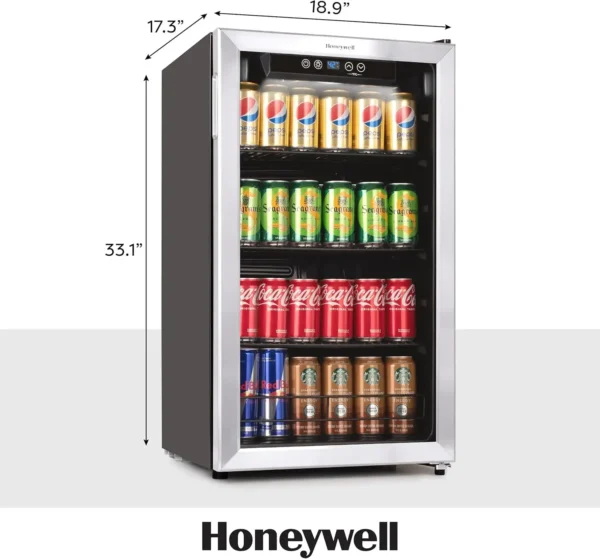 Beverage Refrigerator and Cooler, 115 Can Mini Fridge with Glass Door for Soda Beer or Wine for Office or Bar with Adjustable Re - Image 6