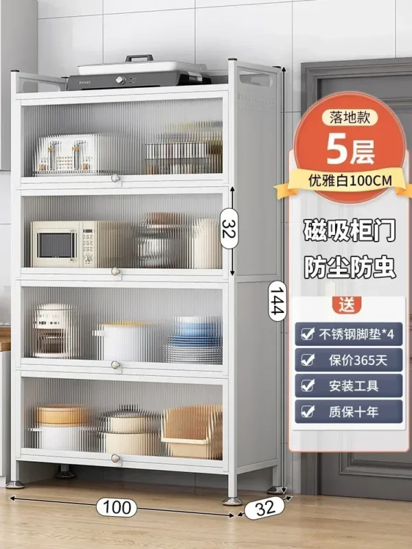Modern Kitchen Cabinet Hutch Movable Full Door Glass Cabinet Storage Display Cupboards Muebles Cocina Multifunctional Furniture - Image 6