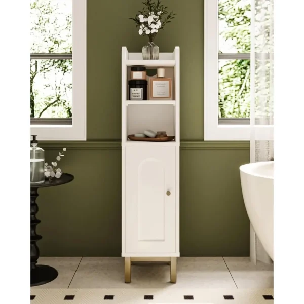 Bathroom Storage Cabinet, Small Corner Floor Cabinet with Door and Shelves, Narrow Toilet Paper Cabinet, Bathroom Organizer - Image 3